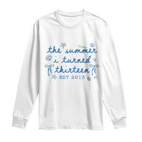 The Summer I Turned Thirteen Funny 13th Birthday Est 2013 Long Sleeve Shirt Summer Coastal Birthday Seashell Bow