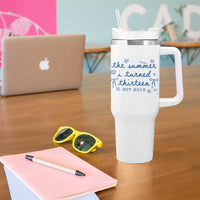 The Summer I Turned Thirteen Funny 13th Birthday Est 2013 Tumbler With Handle Summer Coastal Birthday Seashell Bow
