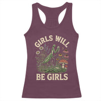 Girls Will Be Will Girls Praying Mantis Feminist Entomologist Racerback Tank Top