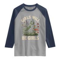 Girls Will Be Will Girls Praying Mantis Feminist Entomologist Raglan Shirt