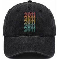 15th Birthday Washed Cotton Baseball Cap Vintage 2011 Retro 15 Years Old Birthday