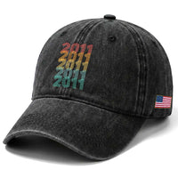 15th Birthday Washed Cotton Baseball Cap Vintage 2011 Retro 15 Years Old Birthday