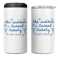 The Summer I Turned Thirty Funny 30th Birthday Est 1996 4 in 1 Can Cooler Tumbler Summer Coastal Birthday Seashell Bow