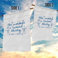 The Summer I Turned Twenty Funny 20th Birthday Est 2006 Garden Flag Summer Coastal Birthday Seashell Bow
