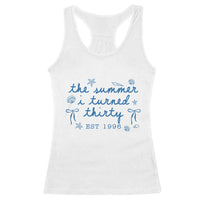 The Summer I Turned Twenty Funny 20th Birthday Est 2006 Racerback Tank Top Summer Coastal Birthday Seashell Bow