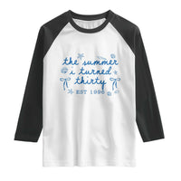 The Summer I Turned Twenty Funny 20th Birthday Est 2006 Raglan Shirt Summer Coastal Birthday Seashell Bow