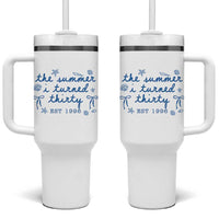 The Summer I Turned Twenty Funny 20th Birthday Est 2006 Tumbler With Handle Summer Coastal Birthday Seashell Bow