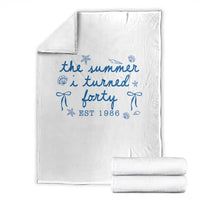 The Summer I Turned Forty Funny 40th Birthday Est 1986 Throw Blanket Summer Coastal Birthday Seashell Bow