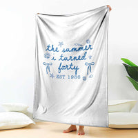 The Summer I Turned Forty Funny 40th Birthday Est 1986 Throw Blanket Summer Coastal Birthday Seashell Bow