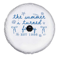 The Summer I Turned Forty Funny 40th Birthday Est 1986 Spare Tire Cover Summer Coastal Birthday Seashell Bow
