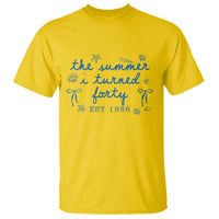 The Summer I Turned Forty Funny 40th Birthday Est 1986 T Shirt Summer Coastal Birthday Seashell Bow