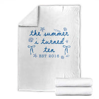 The Summer I Turned Ten Funny 10th Birthday Est 2016 Throw Blanket Summer Coastal Birthday Seashell Bow