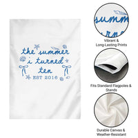 The Summer I Turned Ten Funny 10th Birthday Est 2016 Garden Flag Summer Coastal Birthday Seashell Bow