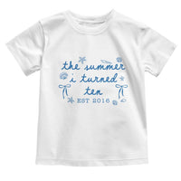 The Summer I Turned Ten Funny 10th Birthday Est 2016 Toddler T Shirt Summer Coastal Birthday Seashell Bow