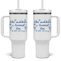 The Summer I Turned Ten Funny 10th Birthday Est 2016 Tumbler With Handle Summer Coastal Birthday Seashell Bow