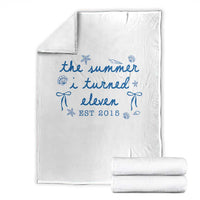 The Summer I Turned Eleven Funny 11th Birthday Est 2015 Throw Blanket Summer Coastal Birthday Seashell Bow