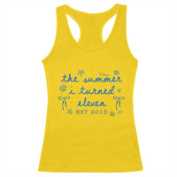 The Summer I Turned Eleven Funny 11th Birthday Est 2015 Racerback Tank Top Summer Coastal Birthday Seashell Bow