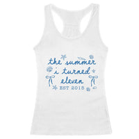 The Summer I Turned Eleven Funny 11th Birthday Est 2015 Racerback Tank Top Summer Coastal Birthday Seashell Bow
