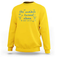 The Summer I Turned Eleven Funny 11th Birthday Est 2015 Sweatshirt Summer Coastal Birthday Seashell Bow