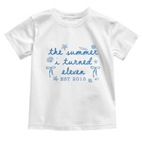 The Summer I Turned Eleven Funny 11th Birthday Est 2015 Toddler T Shirt Summer Coastal Birthday Seashell Bow