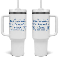 The Summer I Turned Eleven Funny 11th Birthday Est 2015 Tumbler With Handle Summer Coastal Birthday Seashell Bow