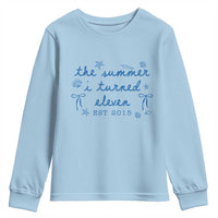 The Summer I Turned Eleven Funny 11th Birthday Est 2015 Youth Sweatshirt Summer Coastal Birthday Seashell Bow