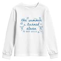 The Summer I Turned Eleven Funny 11th Birthday Est 2015 Youth Sweatshirt Summer Coastal Birthday Seashell Bow