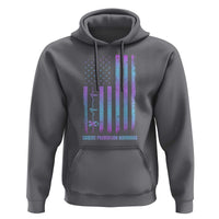 Suicide Prevention Warriors Hoodie Vintage American Flag Heartbeat Ribbon - Wonder Print Shop