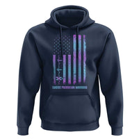 Suicide Prevention Warriors Hoodie Vintage American Flag Heartbeat Ribbon - Wonder Print Shop