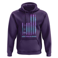 Suicide Prevention Warriors Hoodie Vintage American Flag Heartbeat Ribbon - Wonder Print Shop