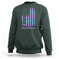 Suicide Prevention Warriors Sweatshirt Vintage American Flag Heartbeat Ribbon - Wonder Print Shop