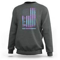 Suicide Prevention Warriors Sweatshirt Vintage American Flag Heartbeat Ribbon - Wonder Print Shop