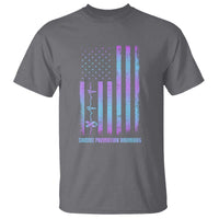 Suicide Prevention Warriors T Shirt Vintage American Flag Heartbeat Ribbon - Wonder Print Shop