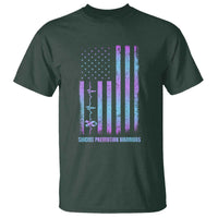 Suicide Prevention Warriors T Shirt Vintage American Flag Heartbeat Ribbon - Wonder Print Shop