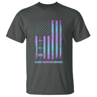 Suicide Prevention Warriors T Shirt Vintage American Flag Heartbeat Ribbon - Wonder Print Shop