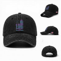 Suicide Prevention Warriors Washed Cotton Baseball Cap Vintage American Flag Heartbeat Ribbon