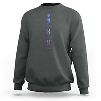 Suicide Prevention Awareness Sweatshirt 988 Suicide Prevention Hotline 988 Purple Teal Semicolon - Wonder Print Shop