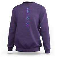 Suicide Prevention Awareness Sweatshirt 988 Suicide Prevention Hotline 988 Purple Teal Semicolon - Wonder Print Shop