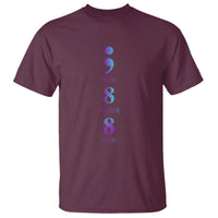 Suicide Prevention Awareness T Shirt 988 Suicide Prevention Hotline 988 Purple Teal Semicolon - Wonder Print Shop
