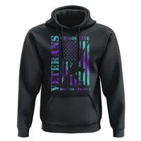 Suicide Prevention Awareness Hoodie Veterans Crisis Line Dial 988 Press 1 American Flag Gun - Wonder Print Shop