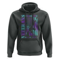 Suicide Prevention Awareness Hoodie Veterans Crisis Line Dial 988 Press 1 American Flag Gun - Wonder Print Shop