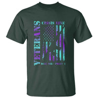 Suicide Prevention Awareness T Shirt Veterans Crisis Line Dial 988 Press 1 American Flag Gun - Wonder Print Shop