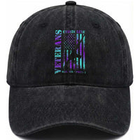 Suicide Prevention Awareness Washed Cotton Baseball Cap Veterans Crisis Line Dial 988 Press 1 American Flag Gun