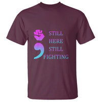 Suicide Prevention Awareness T Shirt Still Here Still Fighting Semicolon Hand Fist - Wonder Print Shop