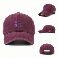 Suicide Prevention Awareness Washed Cotton Baseball Cap Still Here Still Fighting Semicolon Hand Fist
