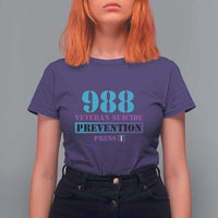 Suicide Prevention Awareness T Shirt For Women 988 Veteran Suicide Prevention Press 1 - Wonder Print Shop