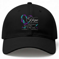 Suicide Prevention Awareness Baseball Cap Hope Is The Thing With Feathers That Perches In The Soul Heart