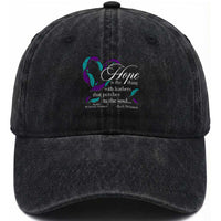 Suicide Prevention Awareness Washed Cotton Baseball Cap Hope Is The Thing With Feathers That Perches In The Soul Heart