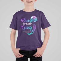 Suicide Prevention Awareness T Shirt For Kid Choose To Keep Going Semicolon Rose Feather - Wonder Print Shop
