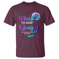 Suicide Prevention Awareness T Shirt Choose To Keep Going Semicolon Rose Feather - Wonder Print Shop